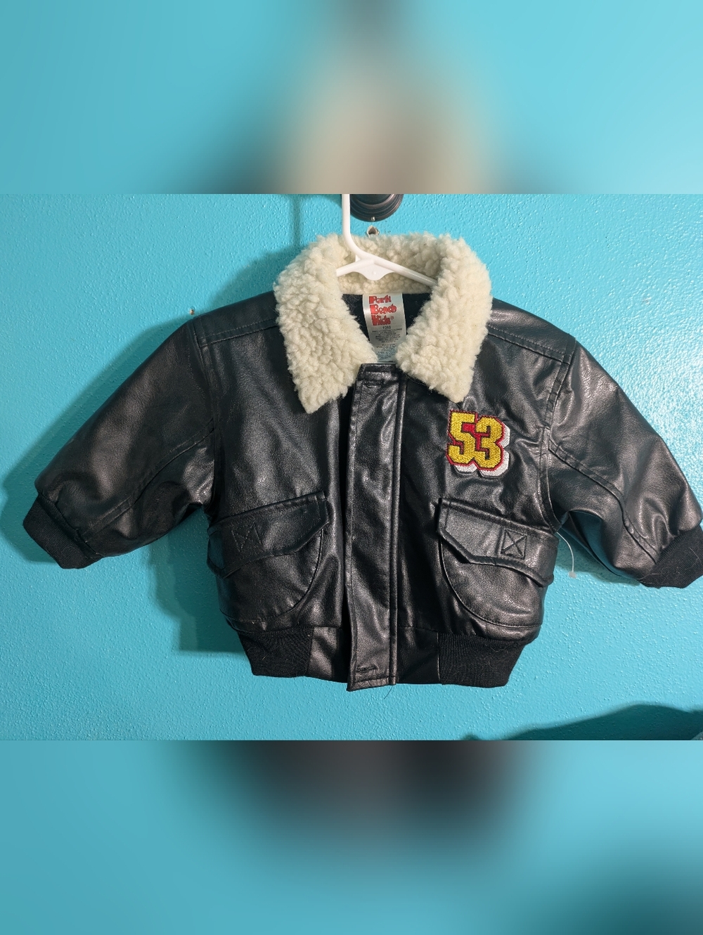 🏁 Retro Cool: Park Bench Kids Faux Leather Bomber Jacket